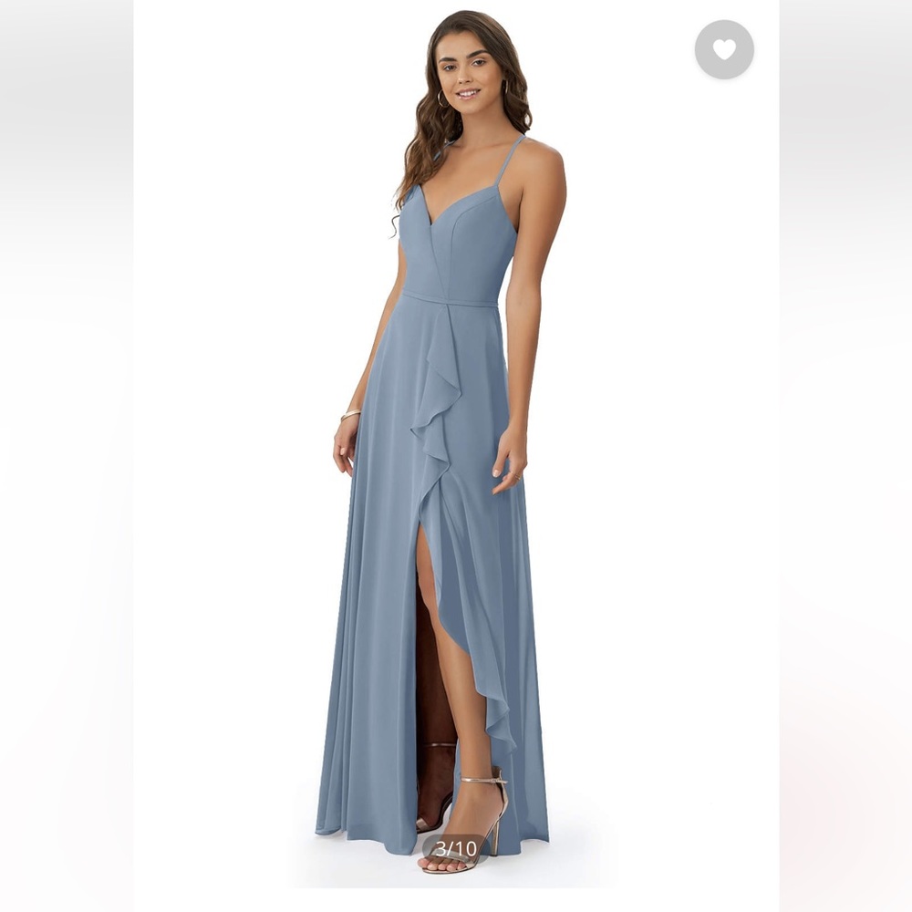 AZAZIE NAEEM
A-Line Ruched Chiffon Floor-Length Dress Dusty Blue